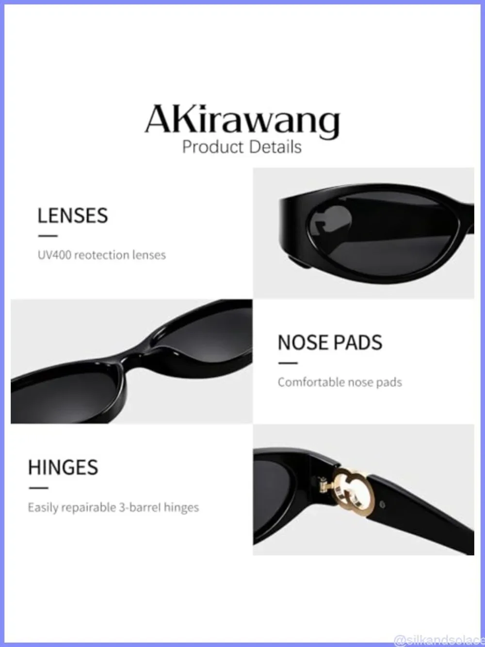 Retro Oval Cat Eye Sunglasses UV Protection Lightweight Vintage Fashion